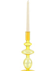 Yellow Retro Wavy Glass Candle Holder