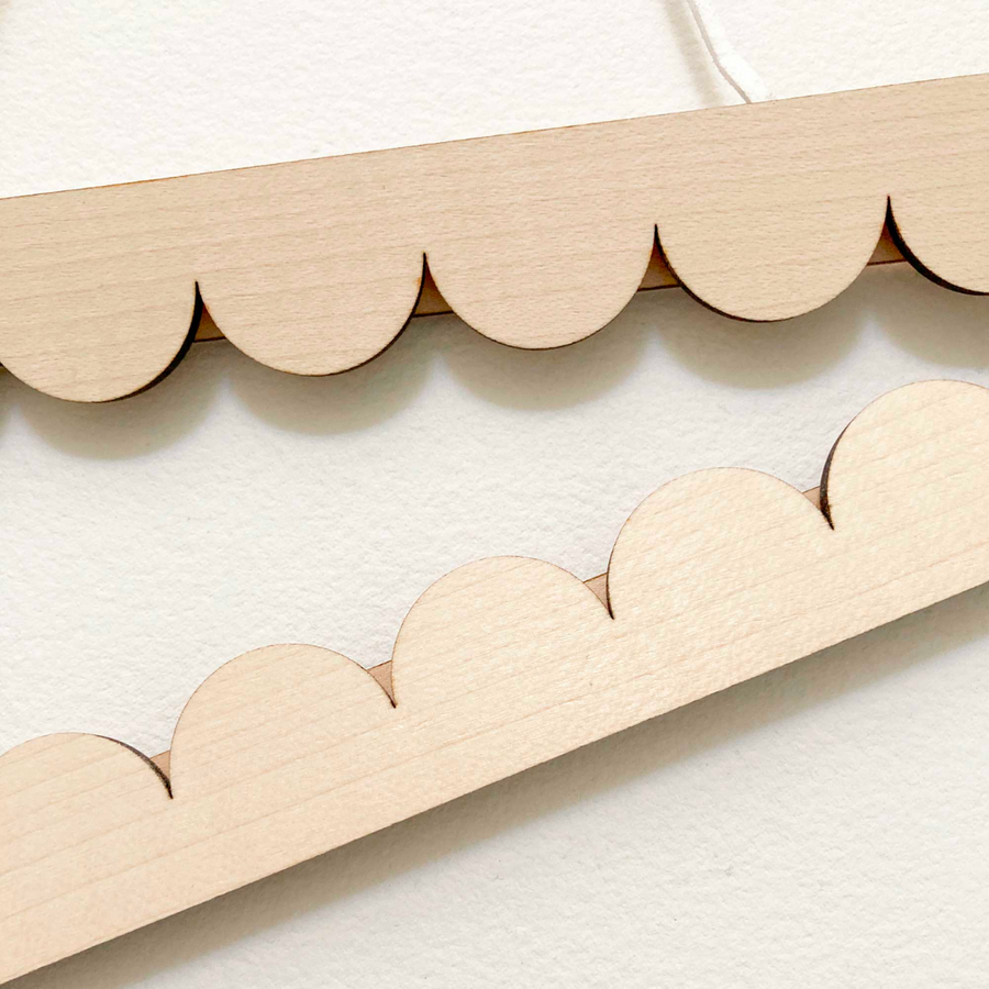 A3 Scallop American Maple Magnetic Picture Hanger - Set of 3