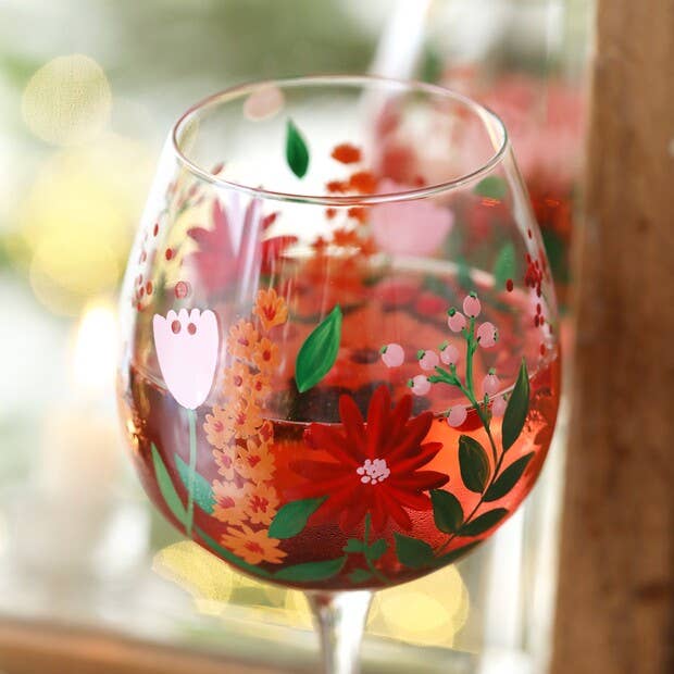 手描きの野花バルーンジングラス