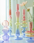 Three Colors Glass Candlestick Holder