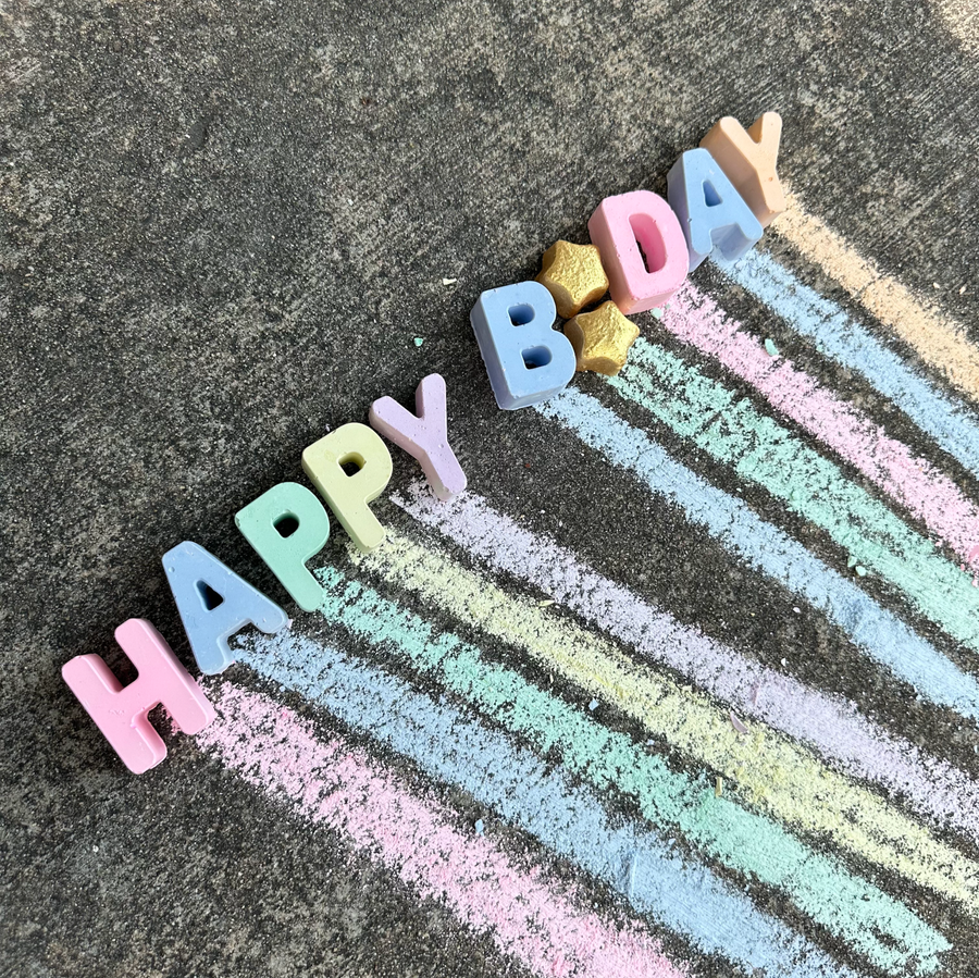 Happy Birthday Gift Box Handmade Sidewalk Chalk