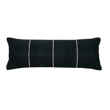 Black Stripe Lumbar Wool Pillow