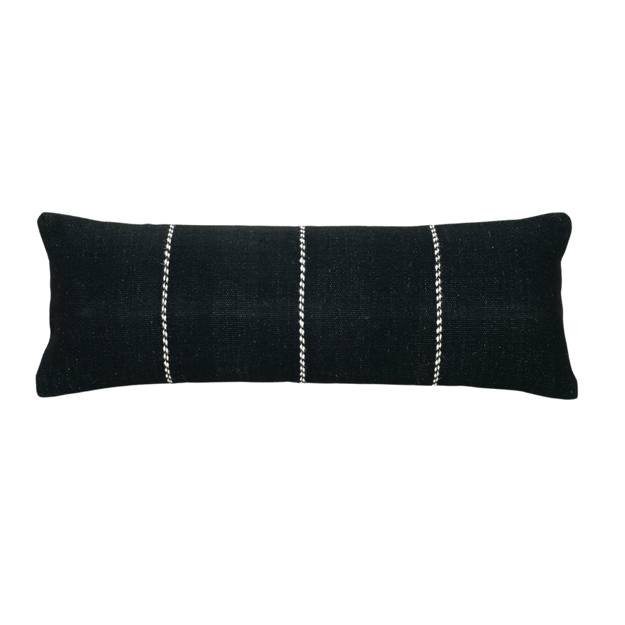 Black Stripe Lumbar Wool Pillow