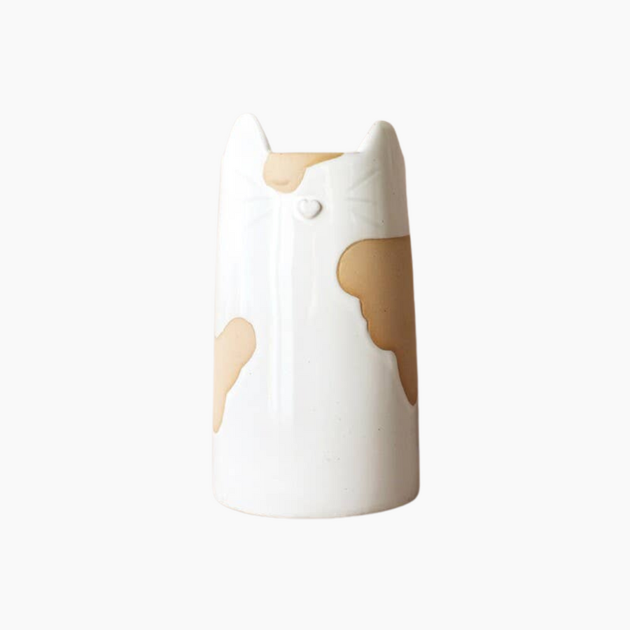 Textured Ceramic Cat Vase