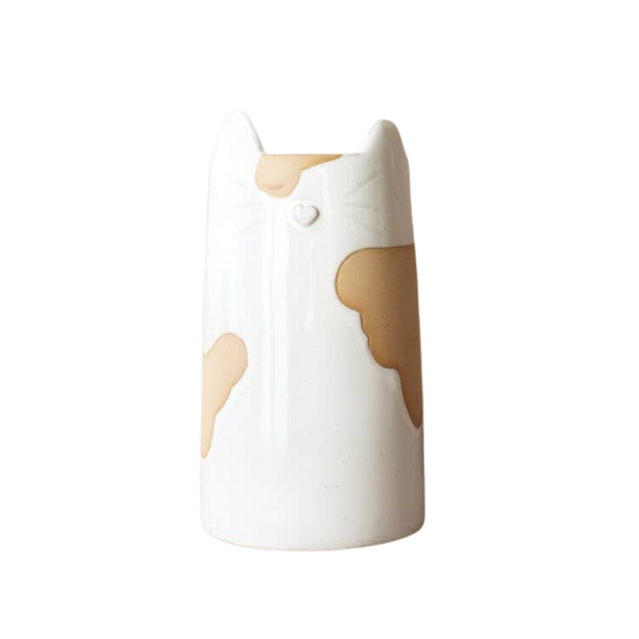 Textured Ceramic Cat Vase