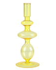 Yellow Retro Wavy Glass Candle Holder