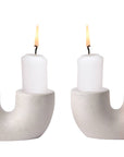 Ivory U Shaped Concrete Candle Holder