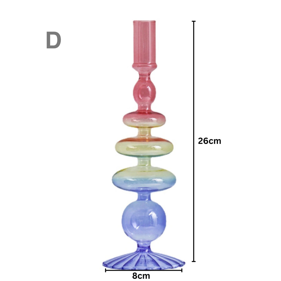 Three Colors Glass Candlestick Holder