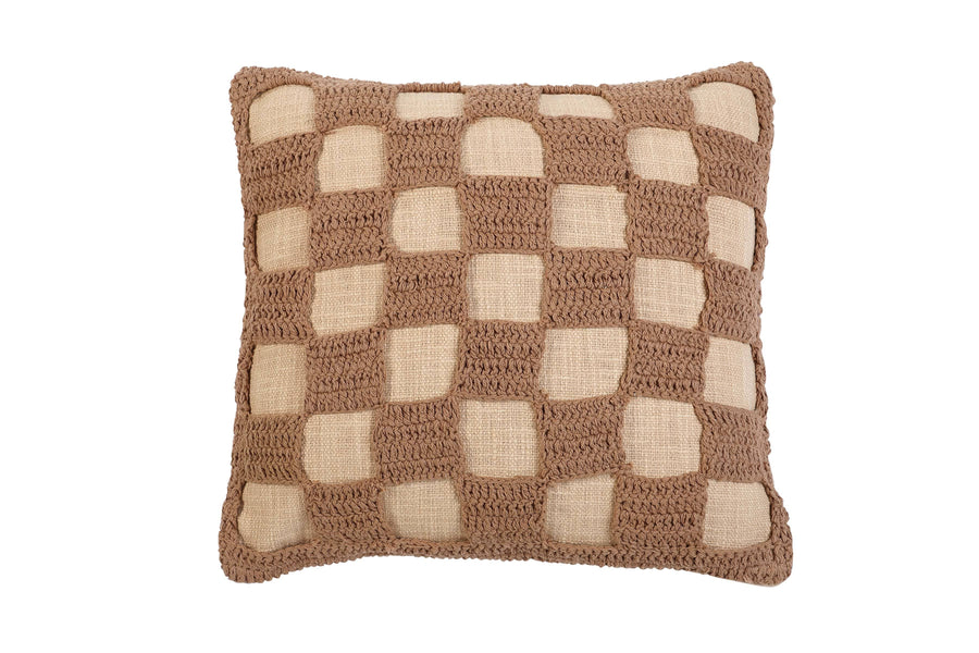Checkered Crochet Accent Pillow